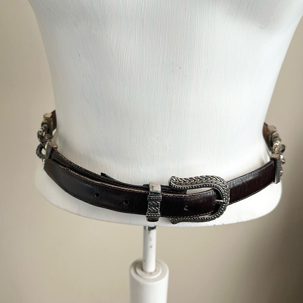Brighton 1996 Women’s Brown & Silver Western Leather Belt M